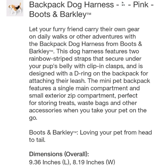 Boot & Barkley Backpack Dog Harness - Large - Picture 4 of 7